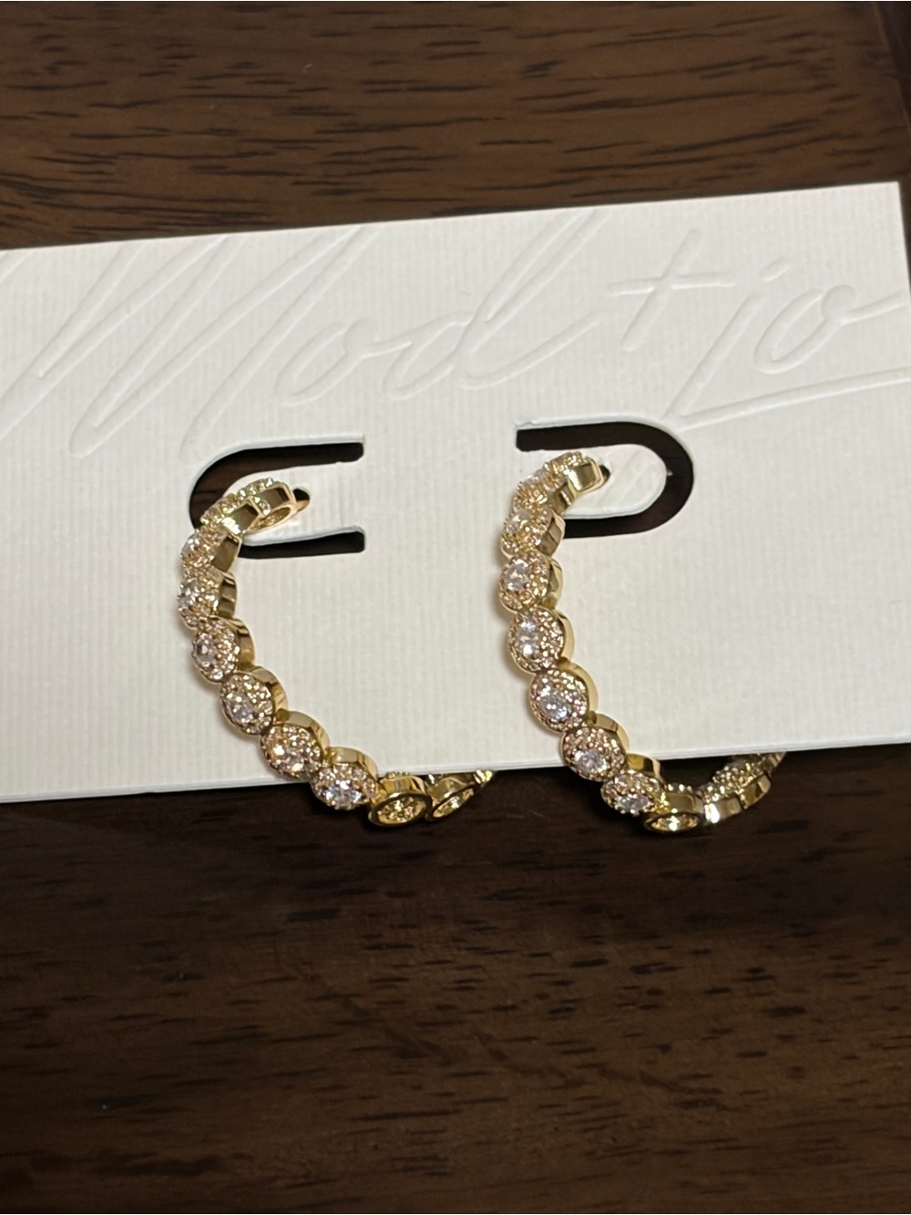 Gold-plated Cubic Zirconia Halo Hoop Earrings - Women Jewelry